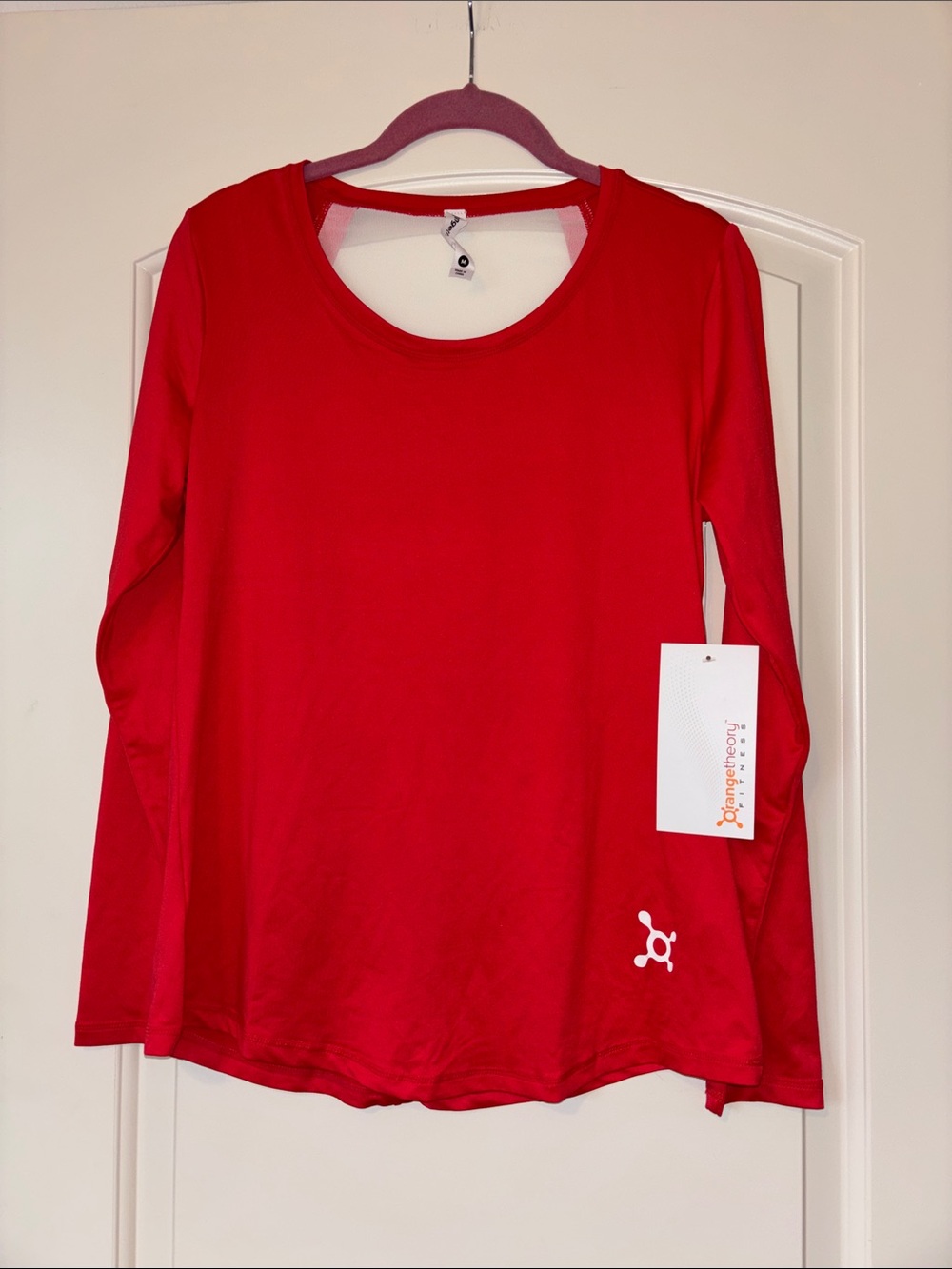 NWT Orange Theory Women's Red Long-Sleeve Crew Neck Fitness Top Sz Medium